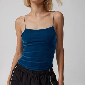 Women's Teal Velvet Spaghetti Strap Tank Top